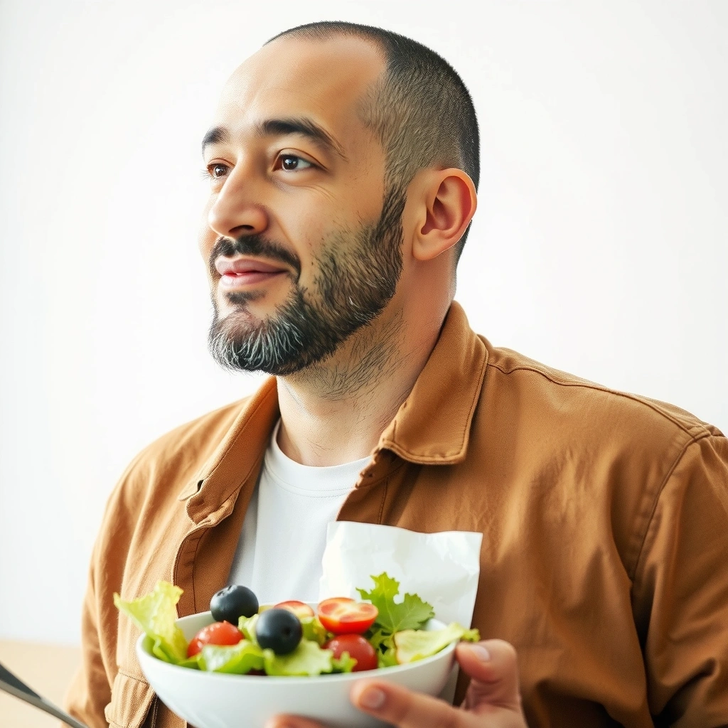 Porträt eines Mannes, der gesundes Essen genießt